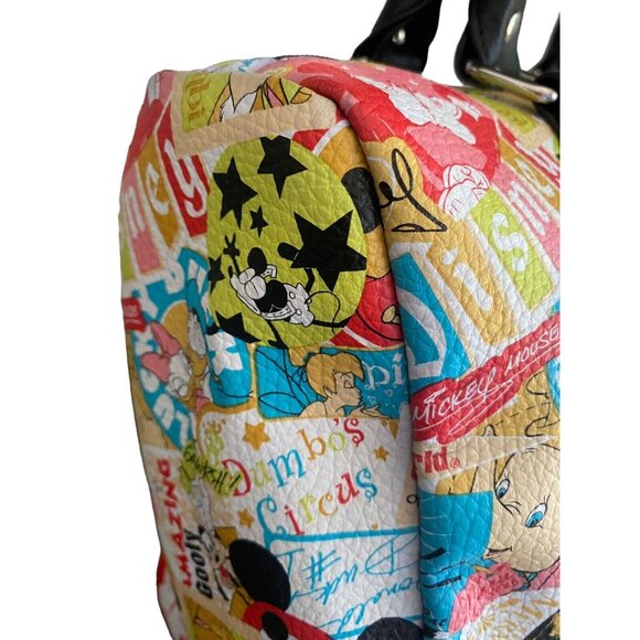 Disney Parks all Over Print Handbag Mickey Minnie Goofy Donald 2 Front Pockets - Picture 8 of 13